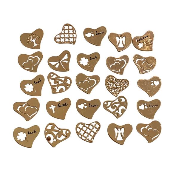 75-Piece Rose Gold Metal Heart 22mm Floating Locket Jewelry Making Supplies - Picture 2 of 6